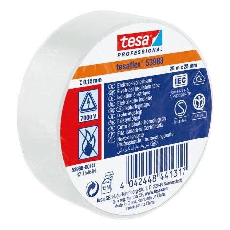 Ruban d'isolation électrique Tesa SPVC ELECTRICAL en PVC Blanc 25m x 25mm x 0.15mm ( Prix pour 1 ) (1/5)