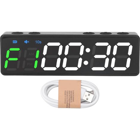 Minuterie de gymnastique Portable, horloge de remise en forme à intervalles d'entraînement, grand affichage numérique avec aimant puissant intégré, vert et blanc (1/5)