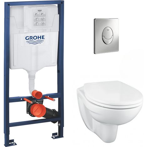Grohe Solido - Set per WC sospeso, vaso e copriwater, softclose, placca di comando Skate Air, cromo 39192000
