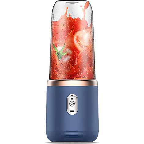 Minibatidora eléctrica,300 ml,mezcladora de frutas,1200 mAh,recargable por USB,6 cuchillas para moler (azul,6 cuchillas (1/5)