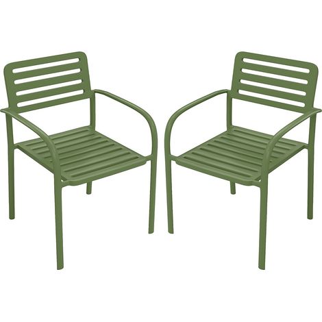 Poltrona da giardino impilabili in metallo - Verde - Lotto di 2 - NILY di MYLIA