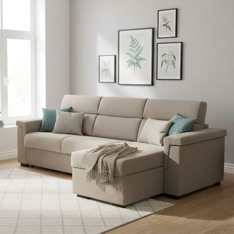 Schlafsofa mit Ottomane "Esca", abnehmbarer Bezug, Stauraum, Made in Italy, wasserabweisend, vielseitig, 285x160 cm (1/5)