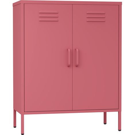 Mobiletto 3 Ripiani Mobili Rebecca Freja 101,5x80x40 Acciaio Rosso (1/5)