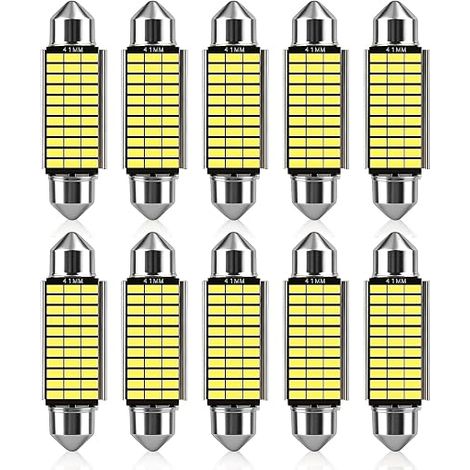 Ampoules Feu Blanc,6500K,600LM,33MSD-3014 Chipsets LED,Lumières Intérieures de Dôme de Carte,Ampoule Plaque Immatriculation,Ampoule Navette Led 12v pour Habitacle (1/5)