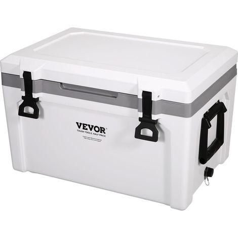 Glacière Portable 49,2 L 45-50 Canettes Glacière Rigide Isotherme Hermétique en Plastique PP Isolation en Mousse pour Garder au Froid les Aliments Boissons Randonnée Pique-Nique 62,5x43x45 cm (1/5)