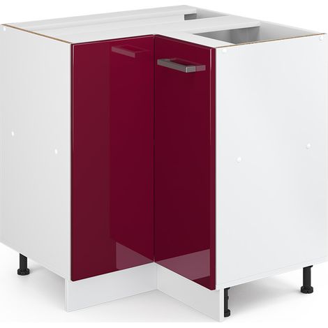 Eckschrank für Haushaltsgegenstände R-Line, Bordeaux Hochglanz, 75.6 cm mit Tür, ohne Arbeitsplatte, Vicco