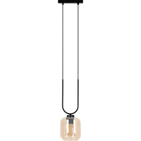 Suspension minimaliste noir/ambre verre E27 15W Kaja (1/4)