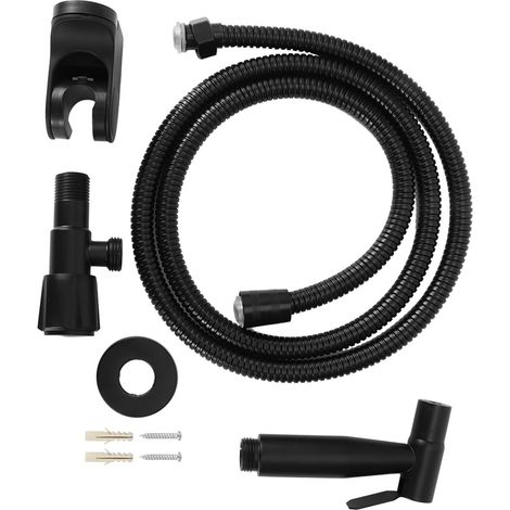 Kit de Douchette Toilette en Acier Inoxydable, Bidet avec Raccord G1/2, Modèle Noir (Style A) (1/5)