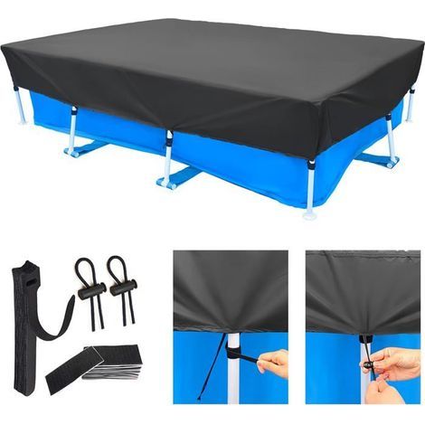 BelleRise - Bâche de piscine rectangulaire 220x150 cm - Couverture en tissu Oxford 210D anti-UV UPF50+ - Protection étanche et anti-poussière (1/5)