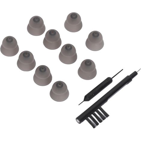 10 pièces Dômes d'Oreille en Silicone Noir Double Couche pour Aides Auditives Resound avec Brosse de Nettoyage (1/5)
