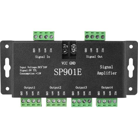SP901E Pixel WS2812B Répéteur d'amplificateur de signal WS2811 SPI pour WS2813 SK6812 WS2815 WS2801 SK9822 Ruban de LED adressable et panneau matriciel programmable Dream Color