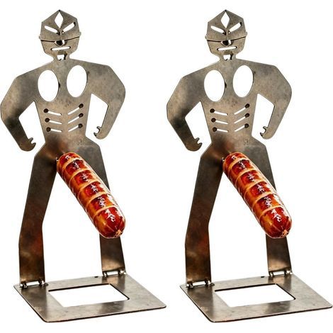 Lot de 2 supports à saucisses pour barbecue, hot-dog en acier inoxydable, appareil de cuisine d'extérieur pour barbecue, pique-nique, camping, feu de camp (1/5)