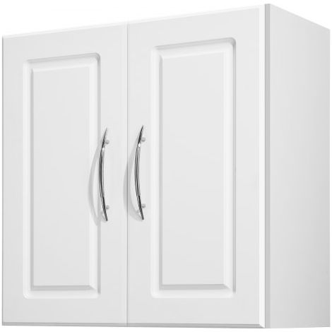 Armario Mural Colgante para Lavadero, 2 Niveles con Estante Ajustable, 2 Puertas, para Cocina, Baño, Lavadero, 30 x 60 x 60 cm, Armario Superior Blanco, Moderno y Minimalista, Carga 45 kg (1/5)