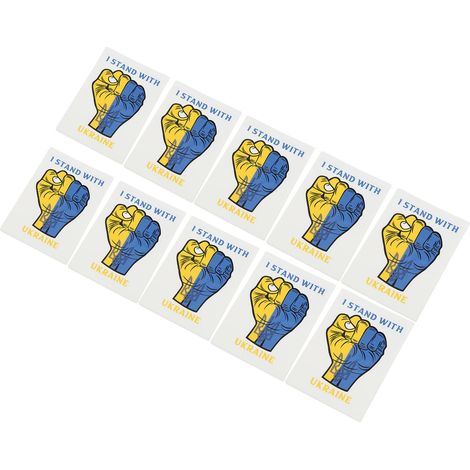 Lot de 10 autocollants en PVC « Je soutiens » avec des autocollants Ukraine, en forme de poing, 8 x 6 cm, pour la décoration intérieure et extérieure (1/5)