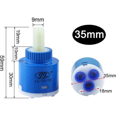 3Pcs Cartouche Ceramique Cartouche en Céramique Mitigeur de Rechange Inner Contrôleur Robinet De Remplacement pour Robinet Mitigeur de Salle de Bain (Bleu 35mm) (1/3)