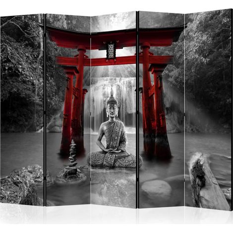 Paravento - Buddha Smile (Red) II [Room Dividers] - 225x172 (1/4)