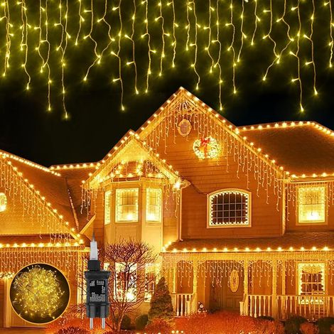 Guirlande lumineuse LED fil de cuivre blanc chaud pour intérieur et extérieur, 352 LED, 10 m, 8 modes, IP44 pour fêtes, mariages, jardin, Noël, salon, patio, rideau (1/5)
