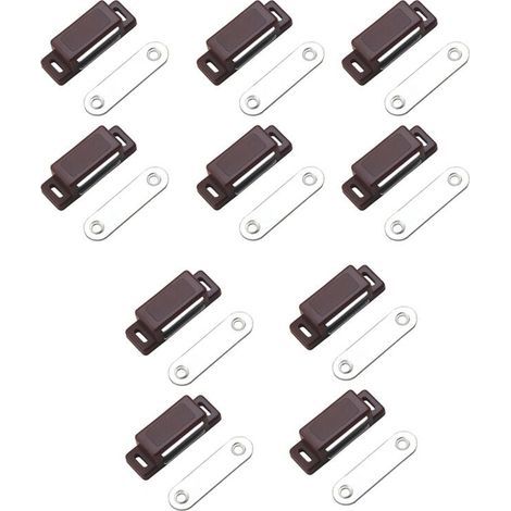 Loqueteau magnétique puissant – force de maintien 4kg – lot de 10 - brun – aimant porte – loqueteau aimant – aimant placard – aimant porte de placard (1/5)