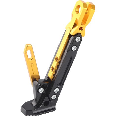 Support latéral moto réglable antidérapant pied stationnement pour scooter vélo électrique, couleur or, repose-béquille robuste. (1/5)