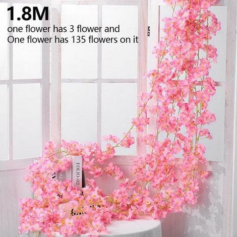 Guirlande Fleur De Cerisier Artificielle - 4 Pièces De 1,8 M - Pour Décoration Mariage Fête Intérieur Extérieur - Rose Clair Et Rose Foncé (1/4)