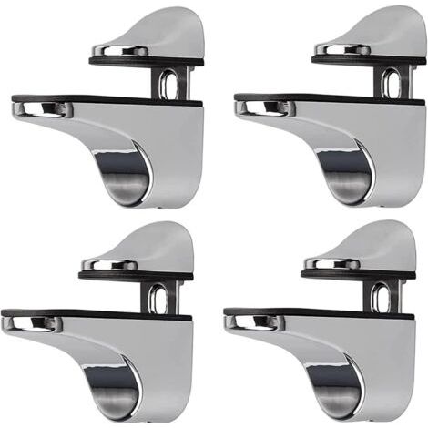 Support D'étagère en Verre Réglable, 4 Pcs Support D'étagère en Verre, Pince en Verre à Fixation Murale, Support pour Étagères en Verre (1/5)