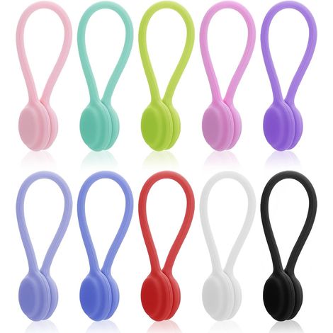 Set di 10 clip magnetiche in silicone per cavi, organizer riutilizzabili per cavi, gestore di cavi USB per ufficio, scuola e casa. - AquaForge (1/5)