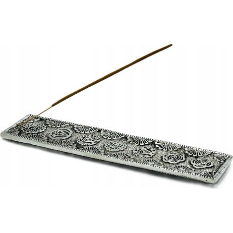 Porte-encens long Chakra en aluminium poli 23 cm- Vendu par 1 (1/3)