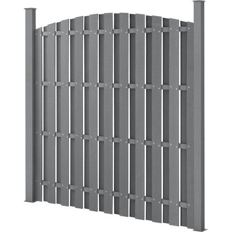 Recinzione ad arco tondo frangivento, legno composito WPC grigio, 185 x 193 cm 030001489