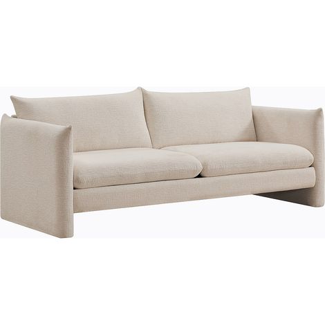 Divano 3 posti in tessuto ciniglia beige - GORAZI