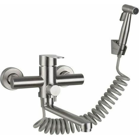 Mitigeur de cuisine robinet mural avec douchette, avec pistolet, évier de cuisine, robinet en acier inoxydable,1950g (1/5)