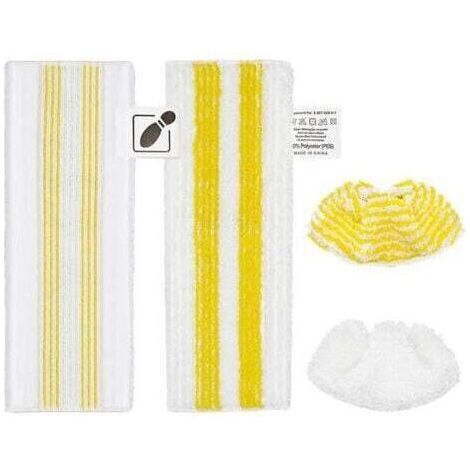 Lot de 4 chiffons en microfibre compatibles avec Kärcher  SC2, SC3, SC4, SC5 nettoyeur vapeur, Kit d'accessoires de nettoyeur vapeur lavable(2 lingettes+2 Bonnettes)