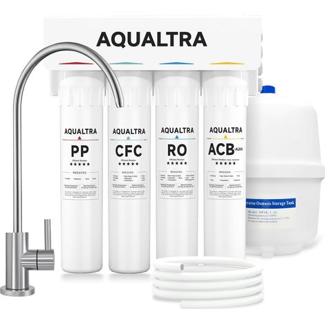 Filtre à Eau Sous Évier Osmose Inverse 0,0001μm 100GPD Robinet avec Rapport pur/eaux usées 3:1 Réservoir Installation Rapide (1/5)