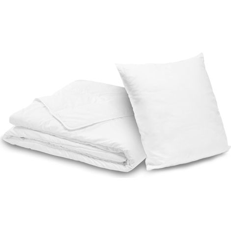 Pack Couette Câline 1 Personne 140x200 cm avec 1 Oreiller 60x60 cm Blanc (1/4)