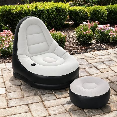 Fauteuil gonflable 125 x 100 x 87 cm avec repose-pieds gris et (1/5)