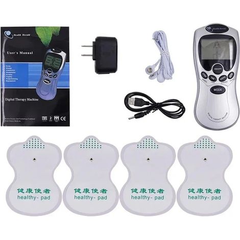 Appareil de massage électrique TENS à 4 électrodes, stimulateur d'impulsions pour thérapie numérique par acupuncture, amincissement du corps et massage de la nuque
