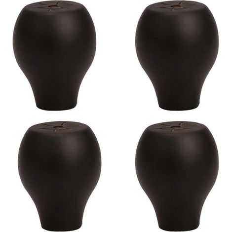 Massivholz-Möbelbeine, runde, kugelförmige Ersatzfüße für Sofa, Bett, Sessel, Schrank, Couchtisch, TV-Möbel – 6 cm (2,4 Zoll) – Schwarz