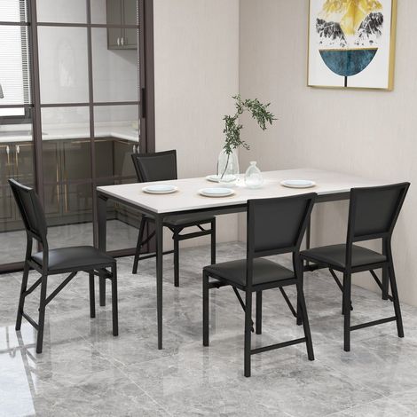 Juego de 2 sillas de comedor plegables estructura de metal asientos acolchados 211173015 (1/5)