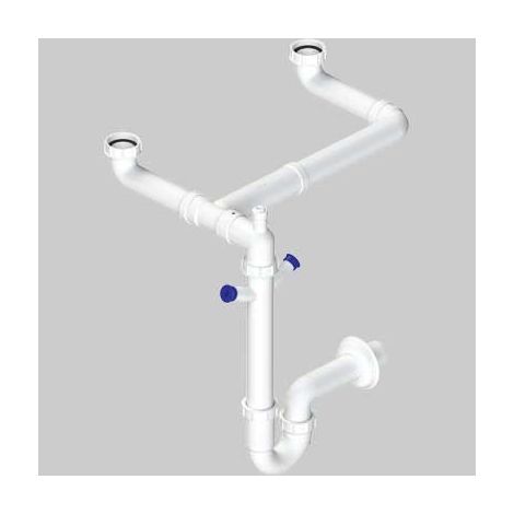 Sifone per Lavello a 2 Vie Salvaspazio Autopulente 2K 11/2 DN 40 l B Plast