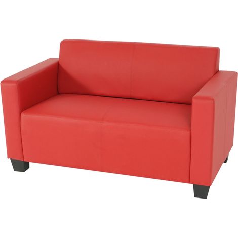 [NEUWERTIG] 2er Sofa Couch Moncalieri Loungesofa Kunstleder rot (1/5)