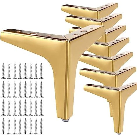 Lot de 8 Pieds de Meubles en métal Robuste de 13 cm, Pieds d'armoire en métal doré pour Meubles, Pieds triangulaires en métal à Faire soi-même, Pieds de canapé et Table avec vis de Montage (1/5)