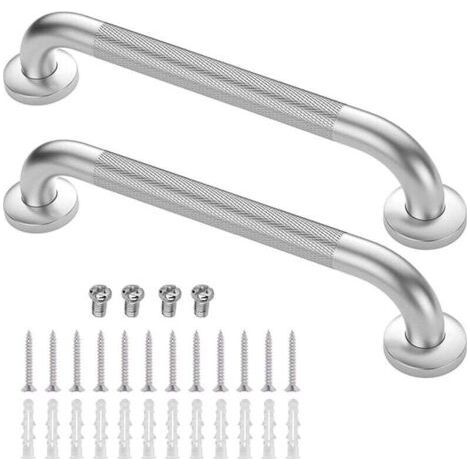 Bathroom grab bars, set of 2, made of SUS 304 stainless steel, with chrome safety handle, for shower, for people. (1/4)