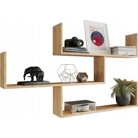 Libreria Theta in rovere Sonoma, mensola a parete per soggiorno, ufficio, MK (1/3)