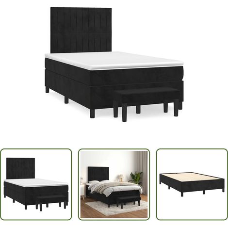 Matratze - Boxspringbett mit Matratze Schwarz 120x190 cm Samt (1/5)