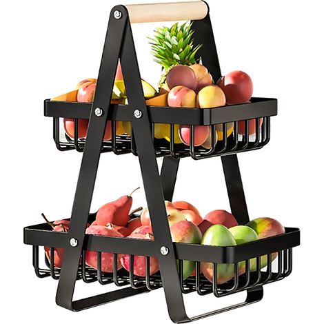 Obstkorb, 3-stöckiges Design, umweltfreundliche Aufbewahrung, 2-Tier (1/2)