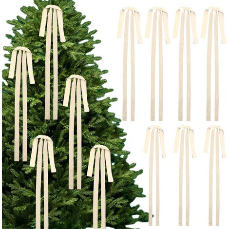 Ribbon - Bow En Velours Pour Arbre De Noël - Décoration Festive Intérieure Et Extérieure - Lot De 6 (1/5)
