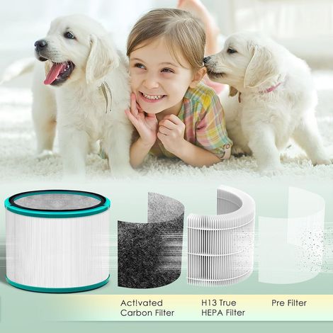 Ortviai Filtre de Remplacement pour Purificateur d’Air Dyson HP03/HP00/DP03/DP01 – 3 Étapes, H13 + Charbon Actif (1/4)