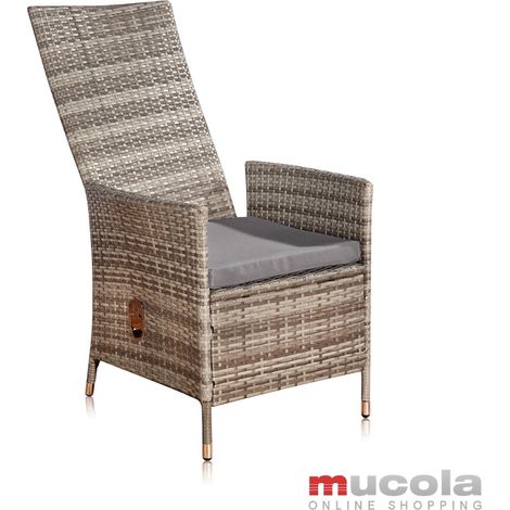 Sillón de jardín ajustable Muebles de jardín de poly ratán Gris asientos de balcón asientos de jardín Terraza muebles de salón sillones