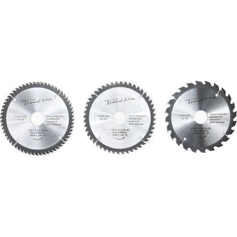 TrendLine HM-Kreissägeblätter 3-teilig je 160 mm, Bohrung 30 mm, 24 48 60 Zähne (1/2)