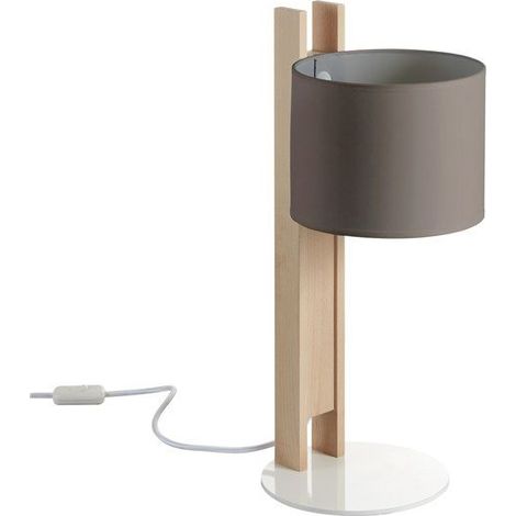 Table lamp COMPACT E27-Ø45 40W Coton earth Legno di faggio (1/3)