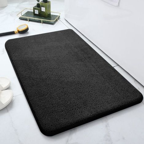 Ecleanfy - Tapis Salle de Bain, Tapis de Bain Noir 60x90cm, Microfibre Tapis Absorbant Antidérapants Lavable en Machine (1/5)